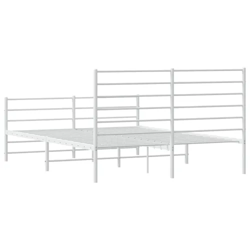 Metalni okvir kreveta uzglavlje i podnožje bijeli 140 x 190 cm - Bijela 140 x 190 cm s uzglavljem i podnožjem Cijena