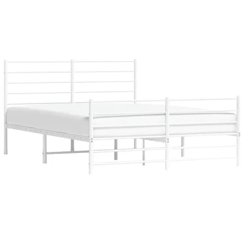 Metalni okvir kreveta uzglavlje i podnožje bijeli 140 x 190 cm - Bijela 140 x 190 cm s uzglavljem i podnožjem Cijena