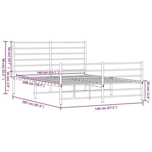 Metalni okvir kreveta uzglavlje i podnožje bijeli 140x200 cm - Bijela 140 x 200 cm s uzglavljem i podnožjem Cijena