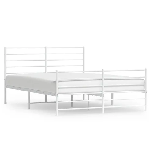Metalni okvir kreveta uzglavlje i podnožje bijeli 140x200 cm - Bijela 140 x 200 cm s uzglavljem i podnožjem Cijena