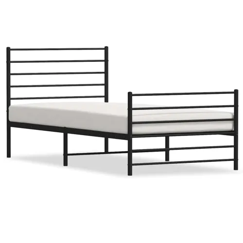 Metalni okvir kreveta uzglavlje i podnožje crni 107x203 cm - Crna 107 x 203 cm s uzglavljem i podnožjem Cijena