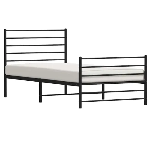 Metalni okvir kreveta uzglavlje i podnožje crni 107x203 cm - Crna 107 x 203 cm s uzglavljem i podnožjem Cijena