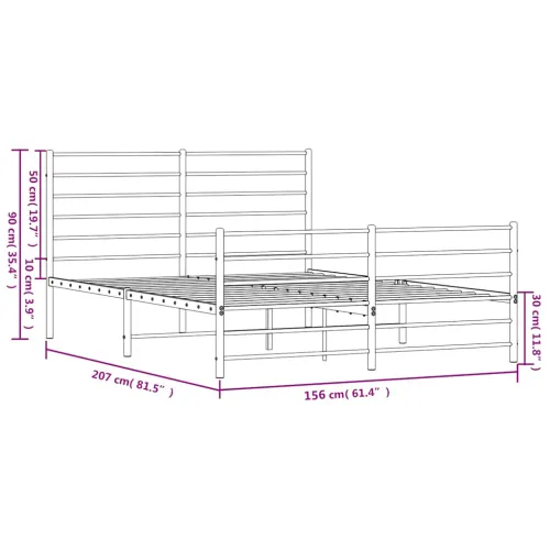 Metalni okvir kreveta uzglavlje i podnožje bijeli 150 x 200 cm - Bijela 150 x 200 cm s uzglavljem i podnožjem Cijena