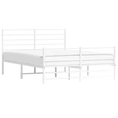 Metalni okvir kreveta uzglavlje i podnožje bijeli 150 x 200 cm - Bijela 150 x 200 cm s uzglavljem i podnožjem Cijena