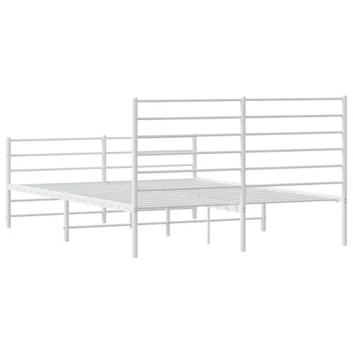 Metalni okvir kreveta uzglavlje i podnožje bijeli 150 x 200 cm - Bijela 150 x 200 cm s uzglavljem i podnožjem Cijena