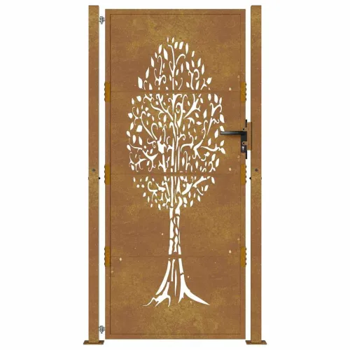 Dvorišna vrata - Vrtna vrata 100x200 cm Corten čelik Dizajn stabla - 100 x 200 cm Cijena