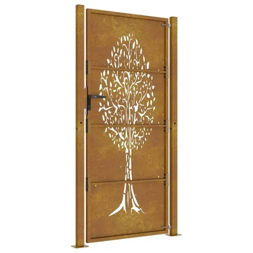 Dvorišna vrata - Vrtna vrata 100x200 cm Corten čelik Dizajn stabla - 100 x 200 cm Cijena