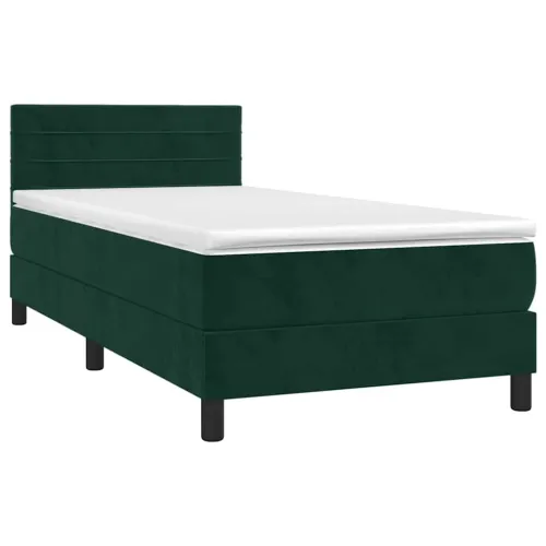 Box spring krevet s madracem tamnozeleni 90x190 cm baršunasti - Tamnozelena 90 x 190 cm vodoravne pruge Cijena