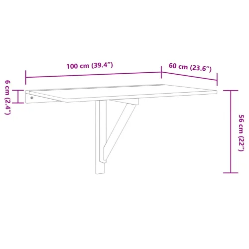 Sklopivi zidni stol boja hrasta 100x60x56 cm konstruirano drvo - Sivi hrast sonoma Cijena