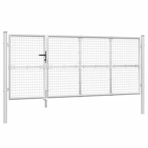 Dvorišna vrata - Vrtna vrata od mreže srebrne boje 350 x 125 cm, pocinčani čelik - Srebrno 350 x 125 cm Cijena