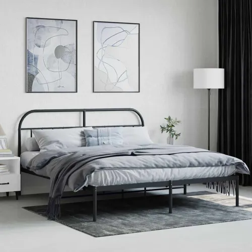 Metalni okvir za krevet s uzglavljem crni 180x200 cm - Crna 180 x 200 cm s uzglavljem Cijena