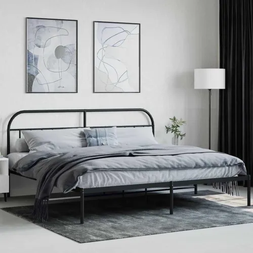 Metalni okvir za krevet s uzglavljem crni 200x200 cm - Crna 200 x 200 cm s uzglavljem Cijena