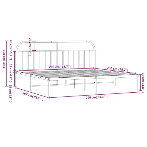 Metalni okvir za krevet s uzglavljem crni 200x200 cm - Crna 200 x 200 cm s uzglavljem Cijena