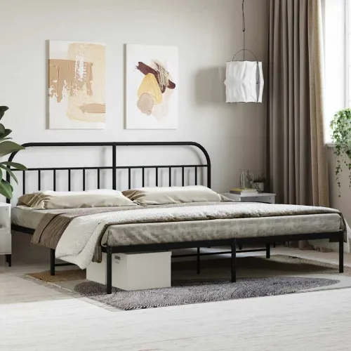 Metalni okvir za krevet s uzglavljem crni 200x200 cm - Crna 200 x 200 cm s uzglavljem Cijena