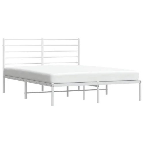 Metalni okvir za krevet s uzglavljem bijeli 160x200 cm - Bijela 160 x 200 cm s uzglavljem Cijena