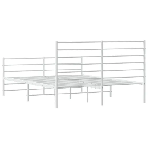 Metalni okvir kreveta uzglavlje i podnožje bijeli 160x200 cm - Bijela 160 x 200 cm s uzglavljem i podnožjem Cijena