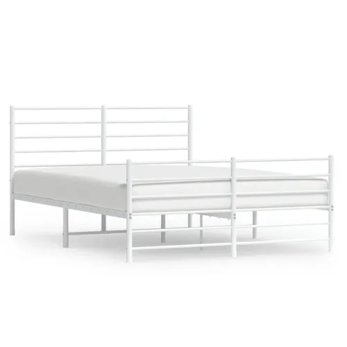 Metalni okvir kreveta uzglavlje i podnožje bijeli 160x200 cm - Bijela 160 x 200 cm s uzglavljem i podnožjem Cijena