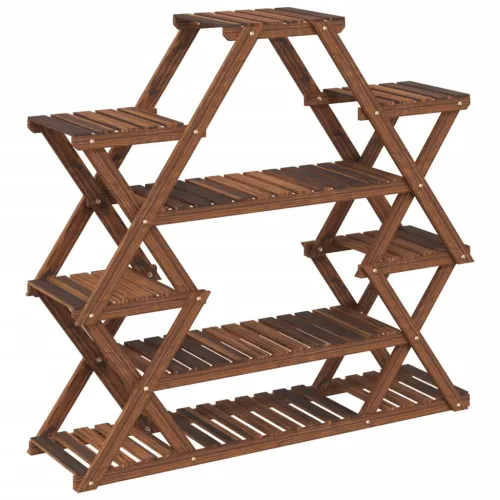 Stalak za cvijeće 110 x 25 x 105 cm od masivne jelovine - Smeđa 110 x 25 x 105 cm Cijena