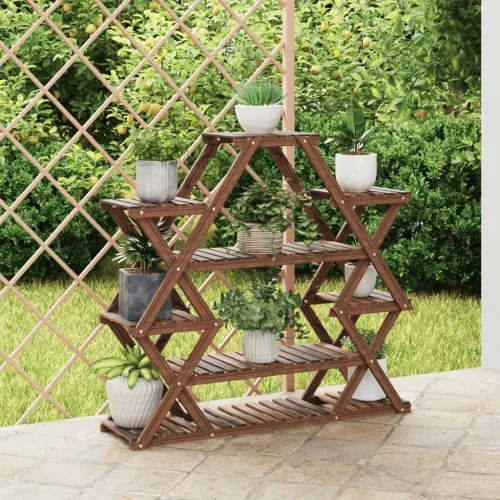 Stalak za cvijeće 110 x 25 x 105 cm od masivne jelovine - Smeđa 110 x 25 x 105 cm Cijena