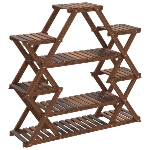 Stalak za cvijeće 110 x 25 x 105 cm od masivne jelovine - Smeđa 110 x 25 x 105 cm Cijena