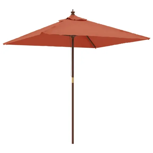 Vrtni suncobran s drvenim stupom terakota 198 x 198 x 231 cm - Terakota Cijena