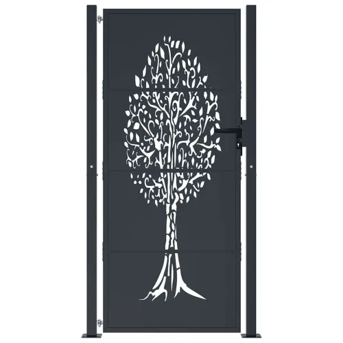 Dvorišna vrata - Vrtna vrata antracit 100x200 cm čelična dizajn stabla - 100 x 200 cm Cijena