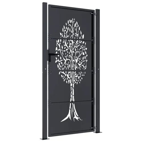 Dvorišna vrata - Vrtna vrata antracit 100x200 cm čelična dizajn stabla - 100 x 200 cm Cijena