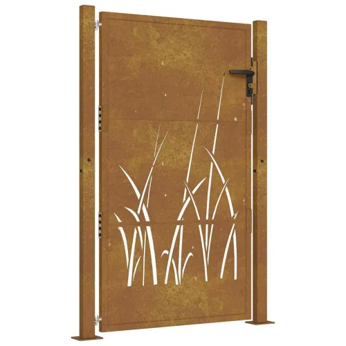 Dvorišna vrata - Vrtna vrata 100x125 cm Corten čelik dizajn trave - 100 x 125 cm Cijena