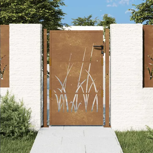Dvorišna vrata - Vrtna vrata 100x125 cm Corten čelik dizajn trave - 100 x 125 cm Cijena