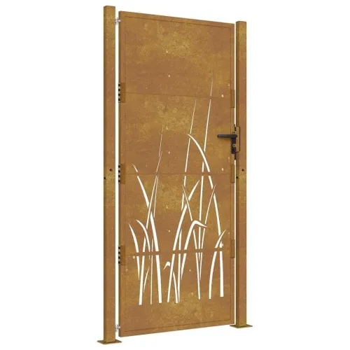 Dvorišna vrata - Vrtna vrata 100x175 cm Corten čelik dizajn trave - 100 x 175 cm Cijena