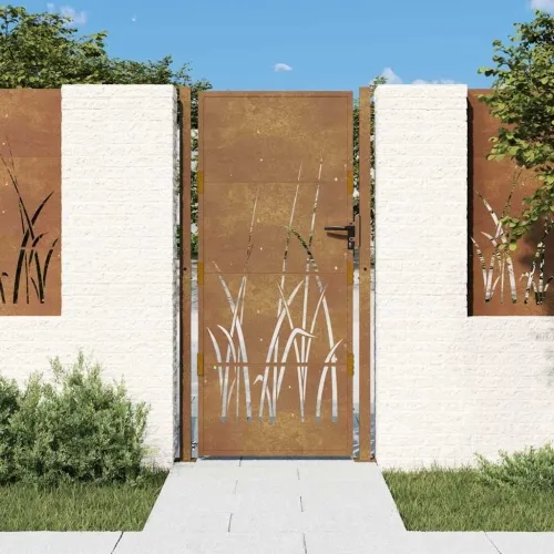 Dvorišna vrata - Vrtna vrata 100x175 cm Corten čelik dizajn trave - 100 x 175 cm Cijena