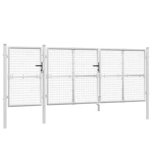 Dvorišna vrata - Vrtna vrata od mreže srebrne boje 400 x 125 cm pocinčani čelik - Srebrno 400 x 125 cm Cijena
