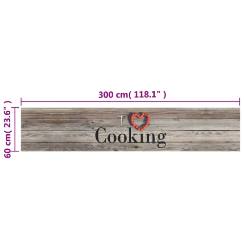 Kuhinjski tepih perivi s natpisom Cooking 60x300 cm baršunasti - boja drva 60 x 300 cm Cijena