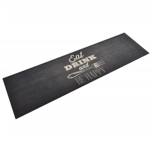 Kuhinjski tepih perivi s natpisom crni 45 x 150 cm baršunasti - Crno-bijelo 45 x 150 cm Cijena