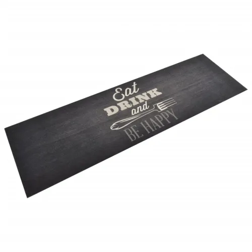 Kuhinjski tepih perivi s natpisom crni 60 x 180 cm baršunasti - Crno-bijelo 60 x 180 cm Cijena