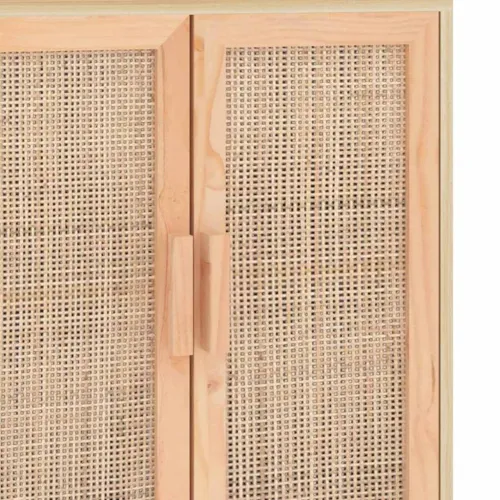 Komoda smeđa 60 x 30 x 70 cm masivna borovina i prirodni ratan - Smeđa 1 Cijena