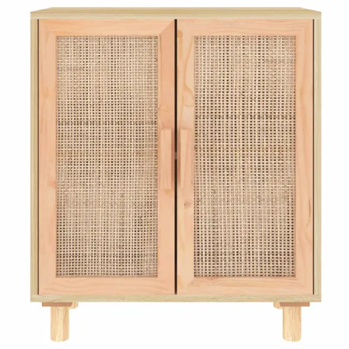 Komoda smeđa 60 x 30 x 70 cm masivna borovina i prirodni ratan - Smeđa 1 Cijena