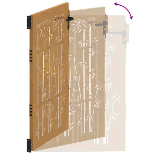 Dvorišna vrata - Vrtna vrata 100x125 cm Corten čelik dizajn od bambusa - 100 x 125 cm Rđa Cijena