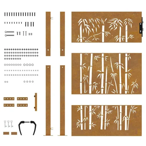 Dvorišna vrata - Vrtna vrata 100x125 cm Corten čelik dizajn od bambusa - 100 x 125 cm Rđa Cijena