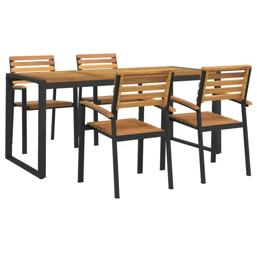 Vrtna garnitura - 5-dijelni vrtni blagovaonski set od bagremovog drva i metala - Dužina stola 180 cm 4 Crna Cijena