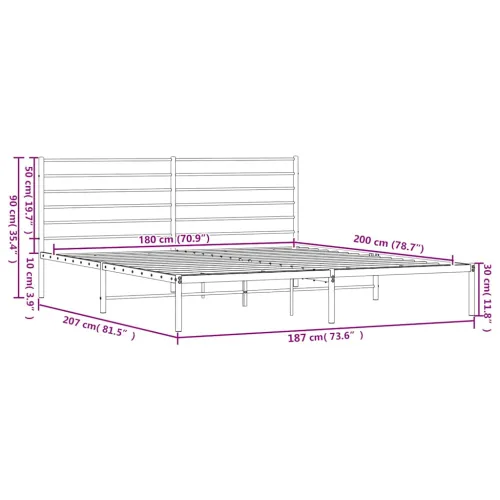 Metalni okvir za krevet s uzglavljem bijeli 180x200 cm - Bijela 180 x 200 cm s uzglavljem Cijena