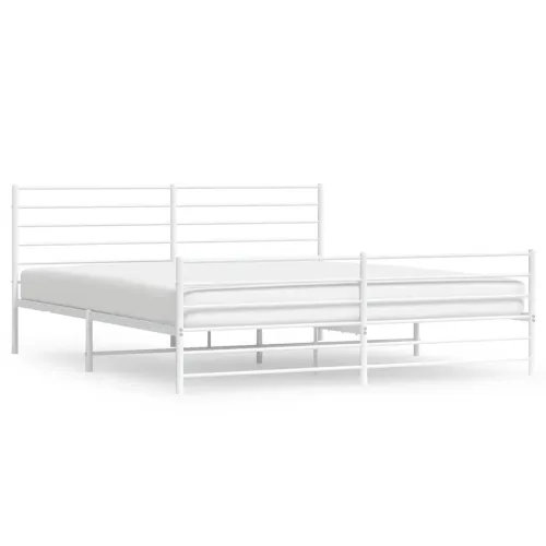 Metalni okvir kreveta uzglavlje i podnožje bijeli 180x200 cm - Bijela 180 x 200 cm s uzglavljem i podnožjem Cijena