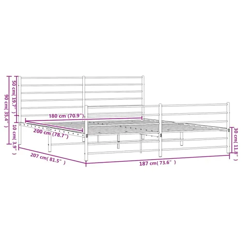 Metalni okvir kreveta uzglavlje i podnožje bijeli 180x200 cm - Bijela 180 x 200 cm s uzglavljem i podnožjem Cijena
