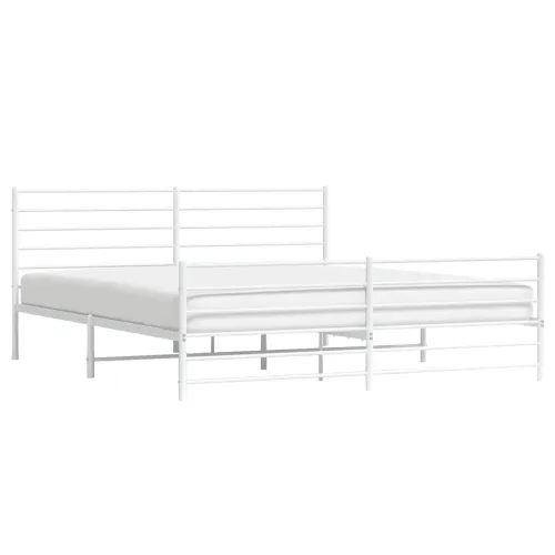 Metalni okvir kreveta uzglavlje i podnožje bijeli 180x200 cm - Bijela 180 x 200 cm s uzglavljem i podnožjem Cijena
