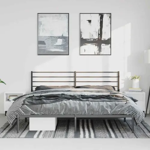 Metalni okvir za krevet s uzglavljem crni 193x203 cm - Crna 193 x 203 cm s uzglavljem Cijena