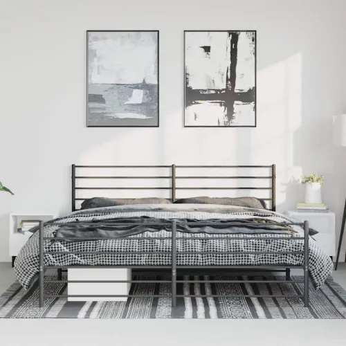 Metalni okvir kreveta uzglavlje i podnožje crni 183x213 cm - Crna 183 x 213 cm s uzglavljem i podnožjem Cijena