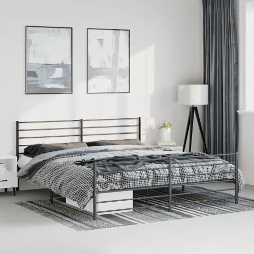 Metalni okvir kreveta uzglavlje i podnožje crni 183x213 cm - Crna 183 x 213 cm s uzglavljem i podnožjem Cijena