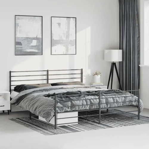 Metalni okvir kreveta uzglavlje i podnožje crni 193x203 cm - Crna 193 x 203 cm s uzglavljem i podnožjem Cijena
