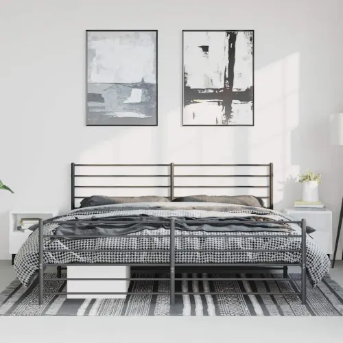 Metalni okvir kreveta uzglavlje i podnožje crni 193x203 cm - Crna 193 x 203 cm s uzglavljem i podnožjem Cijena