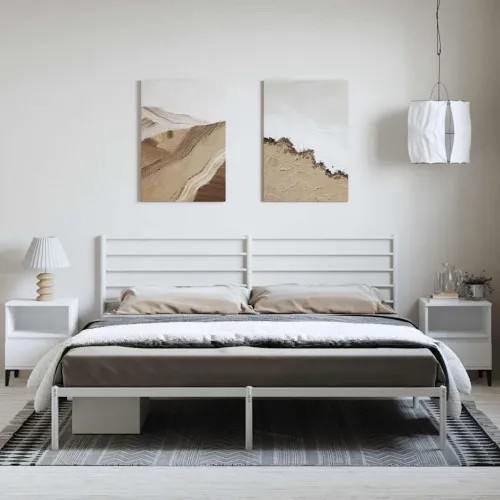 Metalni okvir za krevet s uzglavljem bijeli 193x203 cm - Bijela 193 x 203 cm s uzglavljem Cijena